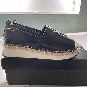 DKNY black peep toe espadrilles